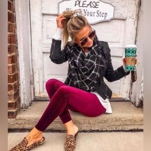 Spanx Burgundy Velour Leggings, Size Small